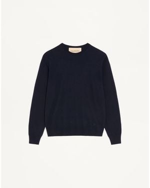 Valentino Wool Jumper With Vlogo Embroidery - Blue