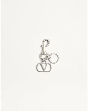 Valentino Garavani Vlogo Signature Metal Bag Charm With Key Ring - Metallic