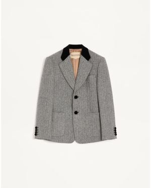 Valentino Single-Breasted Wool Jacket - Grey
