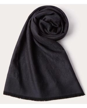 Valentino Garavani Toile Iconographe Wool And Silk Stole - Black