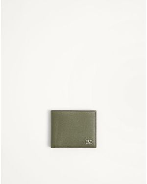 Valentino Garavani Vlogo Signature Grainy Calfskin Wallet - Green