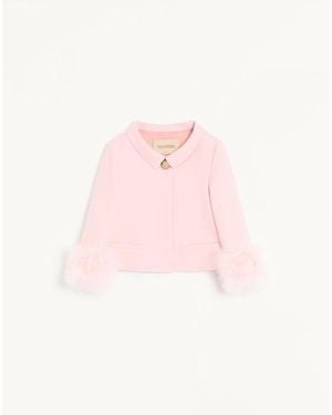 Valentino Chaqueta De Crepe Couture Con Plumas Mujer - Rosa