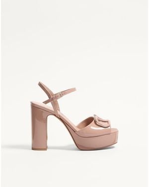 Valentino Garavani Vlogo Signature Patent Leather Platform Sandal 115Mm 35.5 - Pink