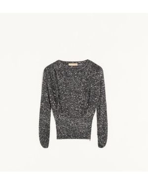 Valentino Pull À Fil Pailleté Femme - Gris