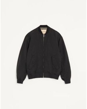 Valentino Bomberjacke Aus Viskose Und Baumwollcannetté Mit Metallischem V-Detail Mann - Schwarz