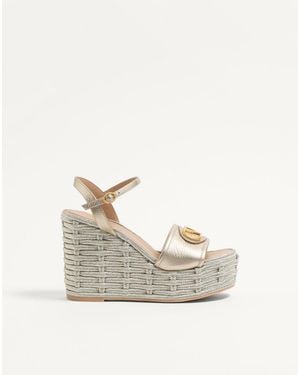 Valentino Garavani Vlogo Signature Wedge Sandal - Natural