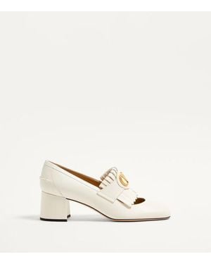 Valentino Garavani Vlogo Signature Fringed Calfskin Court Shoes 55Mm - Natural