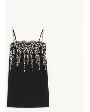 Valentino Embroidered Crepe Couture Short Dress - Black