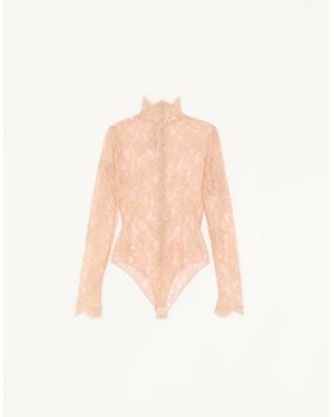 Valentino Body De Encaje De Lurex Mujer - Blanco