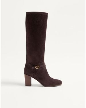 Valentino Garavani Pattie Crust Leather Boot 75Mm 37.5 - Brown