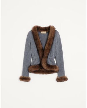 Valentino Cashmere Jacket With Shearling Trim - White