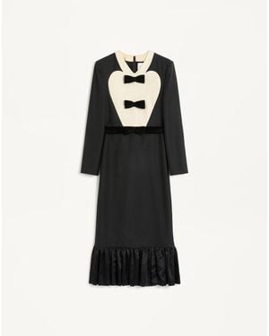 Valentino Virgin Wool Midi Dress With Bows - Black