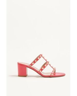 Valentino Garavani Rockstud Calfskin Leather Slide Sandal 60 Mm - Pink