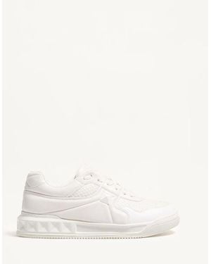 Valentino Garavani One Stud Low-Top Mesh And Nappa Leather Trainer - Natural