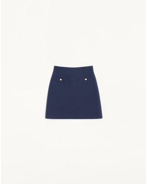 Valentino Crepe Couture Short Skirt - Blue