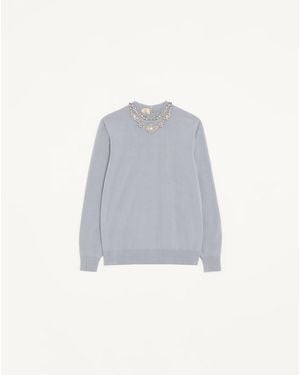 Valentino Embroidered Wool Sweater - Blue