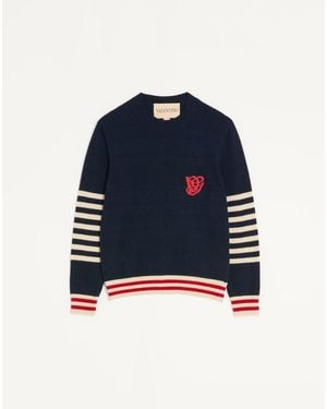 Valentino Wool Jumper With Vg Embroidery - Blue