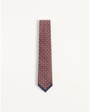 Valentino Garavani Valentie Jacquard Silk Tie With Geometric Pattern - White