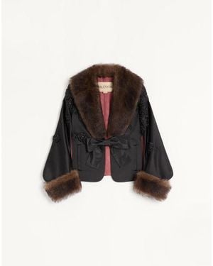 Valentino Embroidered Duchesse Cape - Black