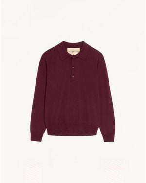 Valentino Wool Polo With Vlogo Embroidery - Red