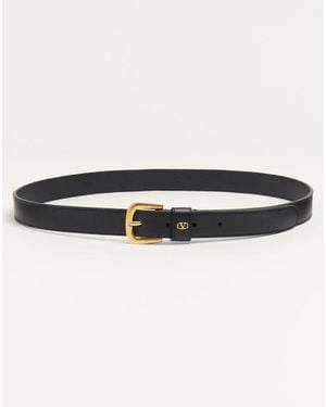 Valentino Garavani Vlogo Signature Belt In Shiny Calfskin 25 Mm - Black