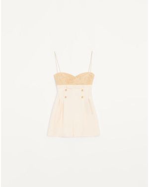 Valentino Shantung Jumpsuit - Natural