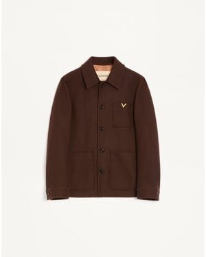 Valentino Wool Jacket With Vgold - Brown