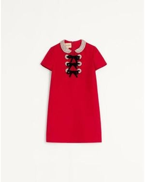 Valentino Embroidered Crepe Couture Short Dress