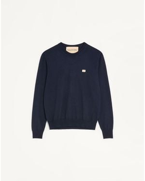 Valentino Wool Jumper With Vlogo Patch - Blue