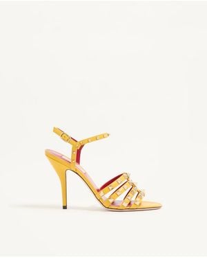 Valentino Garavani Rockstud Kidskin Sandal 100Mm - Metallic
