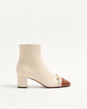 Valentino Garavani Valet Du Roi Kidskin Leather Ankle Boot 60Mm 36.5 - Natural