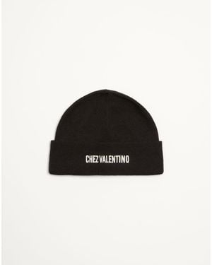 Valentino Garavani Chez Knitted Wool Beanie - Black