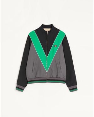 Valentino Nylon Sweatshirt With Zip And Vlogo Patch - Green