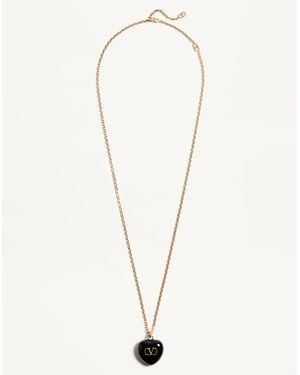 Valentino Garavani Collar Coeur Royal De Metal Y Esmalte Mujer - Neutro