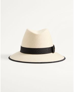 Valentino Garavani Vlogo Signature Straw Hat With Moiré Ribbon - Natural