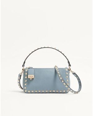 Valentino Garavani Small Rockstud Grainy Calfskin Crossbody Bag - Blue