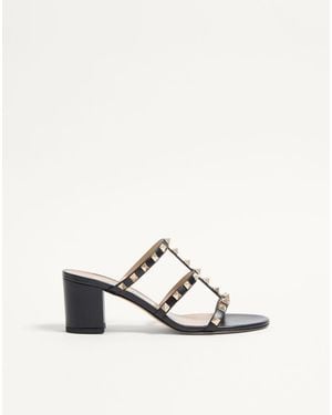 Valentino Garavani Rockstud Calfskin Leather Slide Sandal 60 Mm 34.5 - Natural