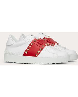 Valentino Garavani Rockstud Untitled Calfskin Trainer - White