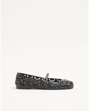 Valentino Garavani Ondette Rubber Ballerina With Scallop Pattern 05Mm 35 - White