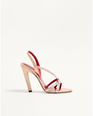 Valentino Garavani Dans Le Foyer Satin Sandal With Crystals 105Mm 36.5 - Pink