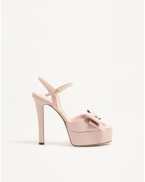 Valentino Garavani Bowow Kidskin Platform Sandal With Bow Detail 130Mm 37.5 - Pink