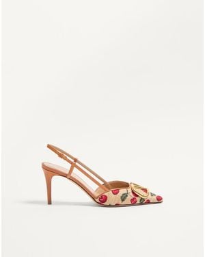 Valentino Garavani Vlogo Signature Slingback Court Shoes - Natural