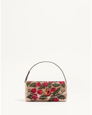 Valentino Garavani Vain Soft Embroidered Small Shoulder Bag - Pink