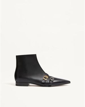 Valentino Garavani Mockers Calfskin Ankle Boot 40 - Black