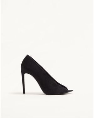 Valentino Garavani Open Toe Révélé Suede Court Shoes 105Mm - White