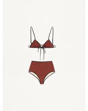 Valentino Lycra Bikini With Plus De Pois Print - White