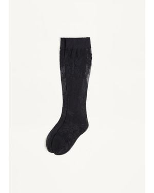 Valentino Floral Lycra Knee-High Socks - Black