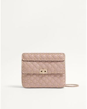 Valentino Garavani Rockstud Spike Medium Shoulder Bag - Natural