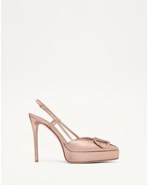 Valentino Garavani Décolleté Slingback Con Plateau Vlogo Signature - Rosa