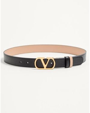 Valentino Garavani Vlogo Signature Reversible Shiny Calfskin Belt - Natural
